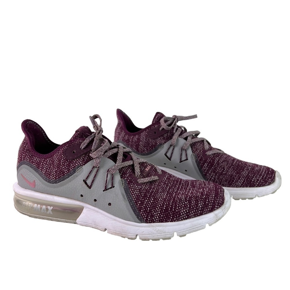 Nike Air Max Sequent 3 Shoes Women's 10 Purple Grey Knit Sneakers‎ Athletic